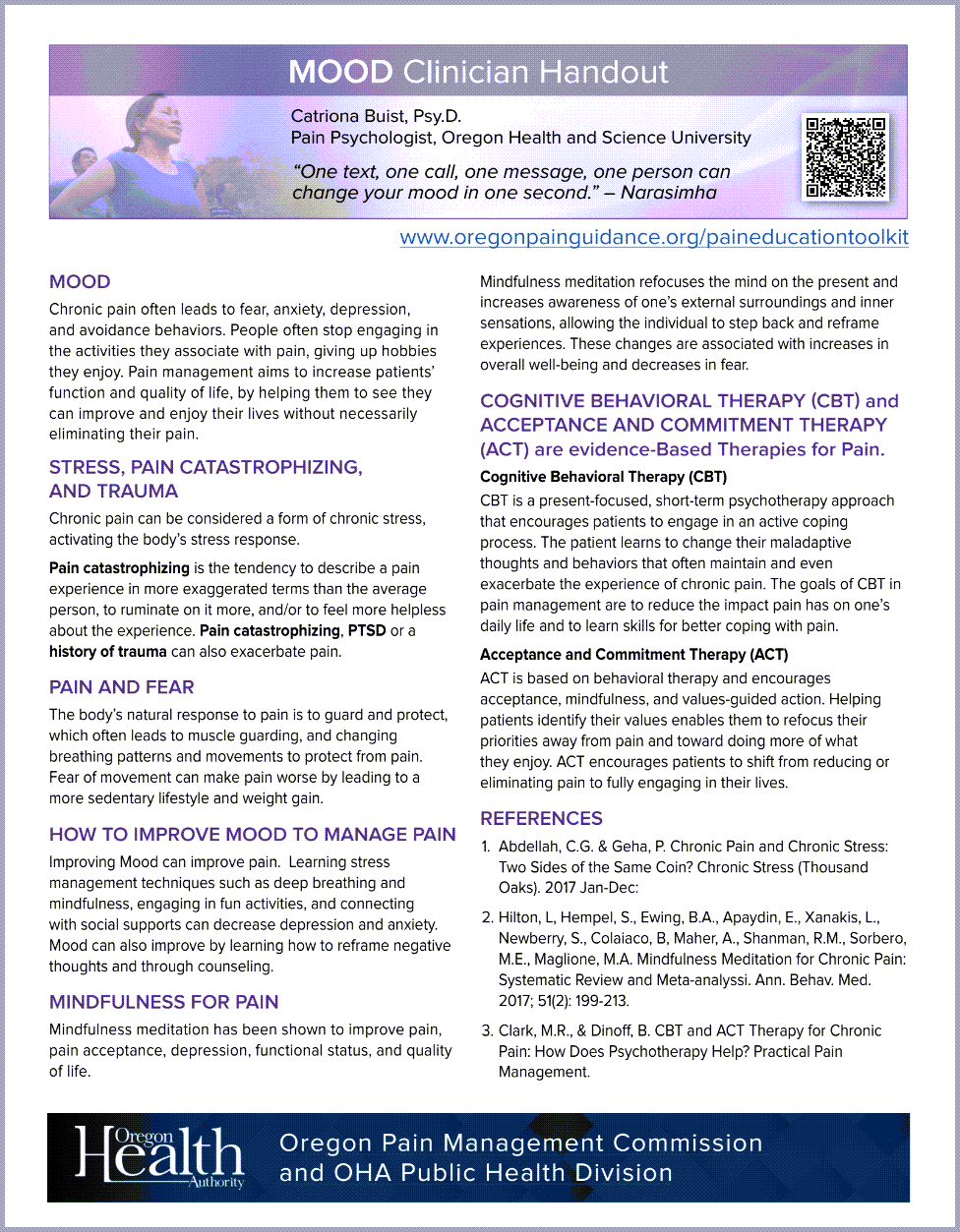 Chronic Pain and Mood worksheet